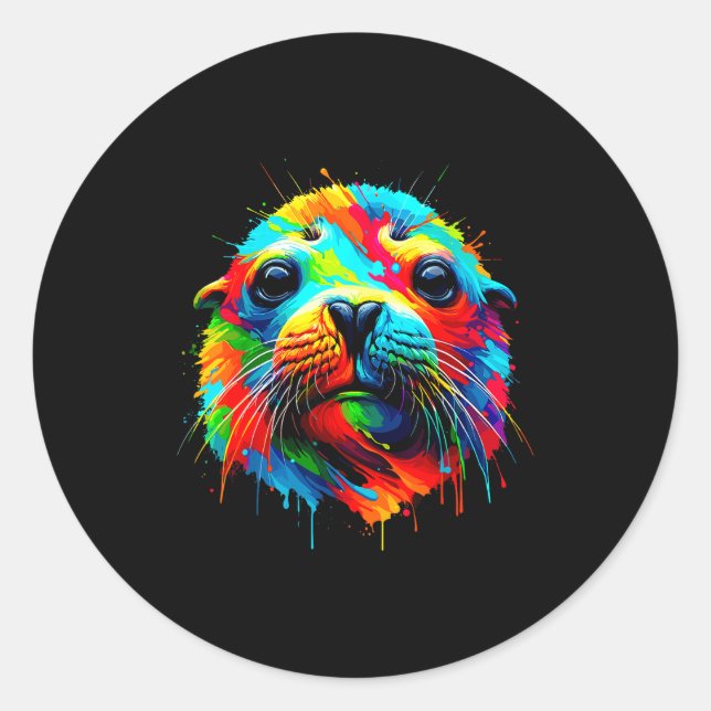 Sticker Rond Lion de mer phoque  (Devant)
