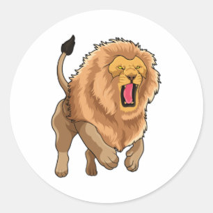 Sticker Rond Lion de saut
