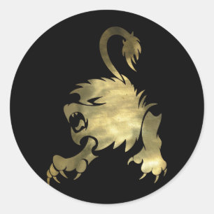 Sticker Rond Lion d'or Leo