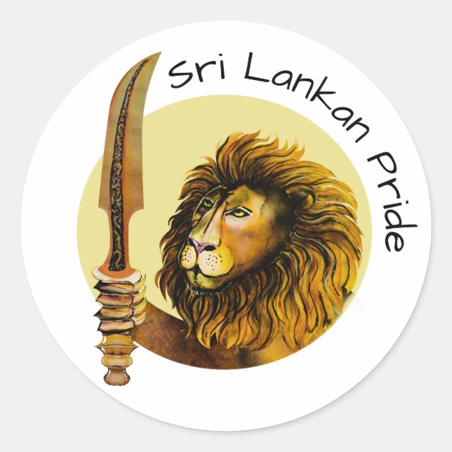 Sticker Rond Lion du Sri Lanka (Devant)