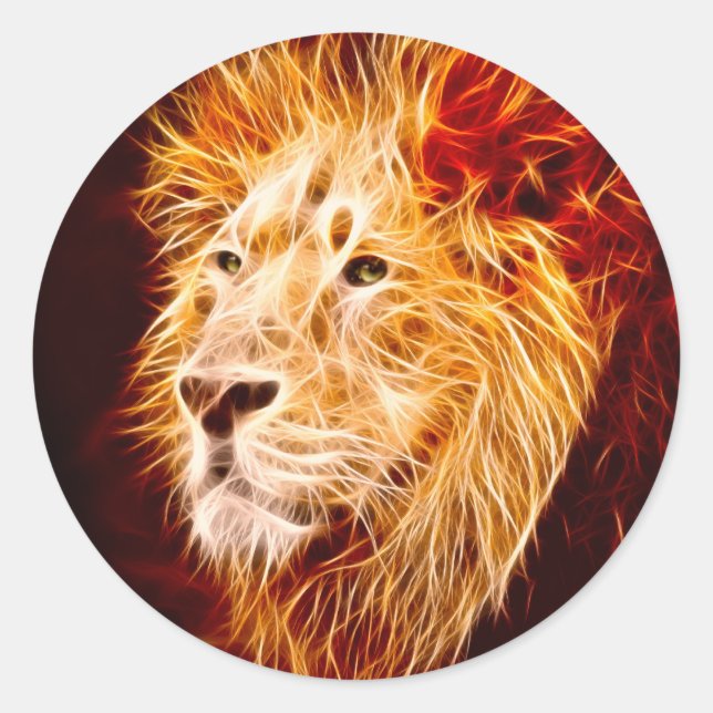 Sticker Rond Lion élémentaire (Devant)