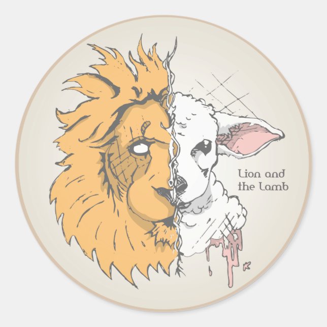 Sticker Rond Lion et agneau (Devant)