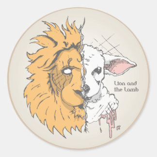 Sticker Rond Lion et agneau