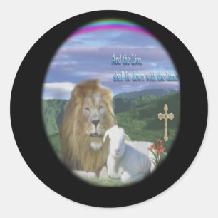 Sticker Rond Lion et agneau