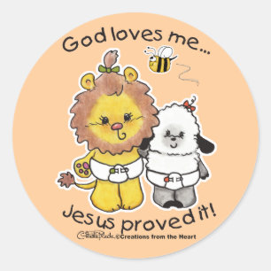 Sticker Rond Lion et agneau