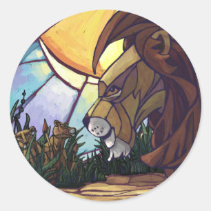 Sticker Rond Lion et petits