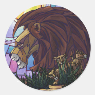 Sticker Rond Lion et petits