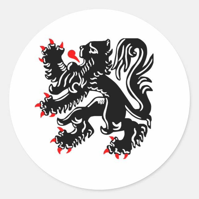 Sticker Rond Lion flamand. (Devant)