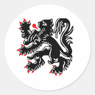 Sticker Rond Lion flamand.
