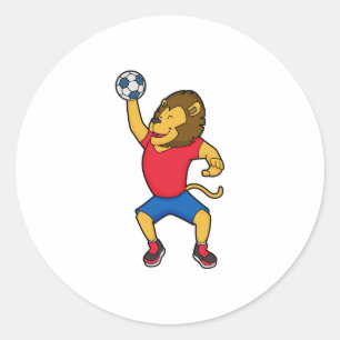Sticker Rond Lion Handball player Handball