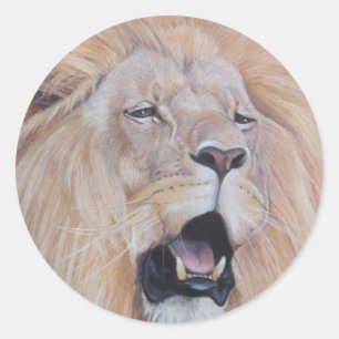 Sticker Rond lion hurlant l'art de réaliste de faune de grand
