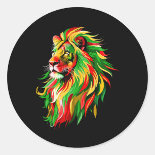 Sticker Rond Lion Junetdix Ancêtres Melanin King Black Man A