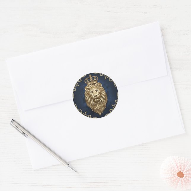 Sticker Rond Lion majestueux (Enveloppe)