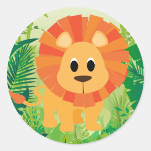 Sticker Rond Lion mignon