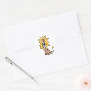 Sticker Rond lion mignon dessin animé enfants rétro safari jung