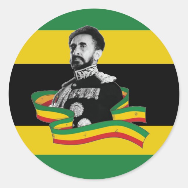 Sticker Rond Lion of Judah Jah Rastafari Rasta Roots (Devant)