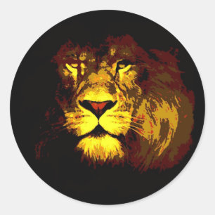 Sticker Rond Lion Pop Art