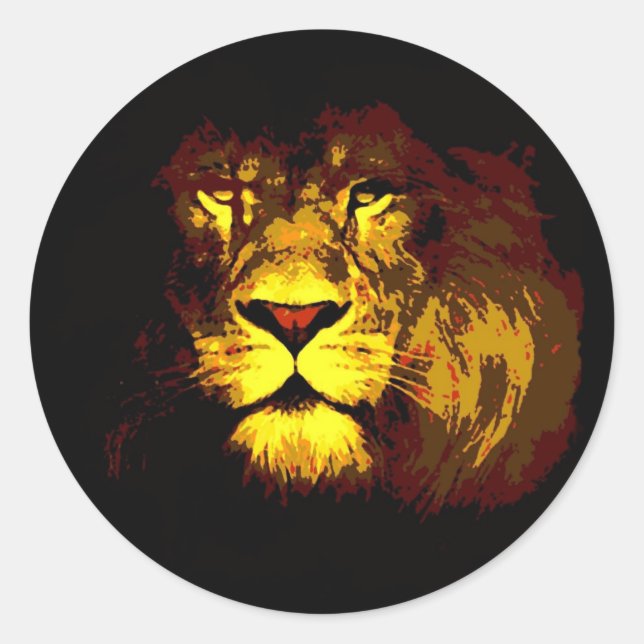 Sticker Rond Lion Pop Art (Devant)