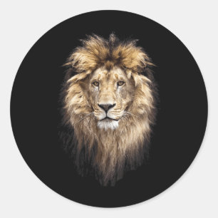 Sticker Rond Lion Principal Animal Face Big Cat