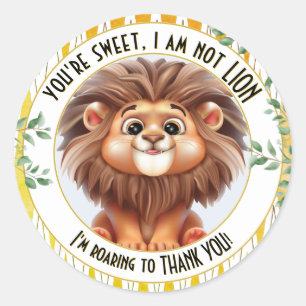 Sticker Rond Lion Pun Safari Merci