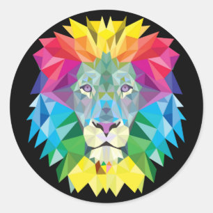 Sticker Rond Lion Rainbow