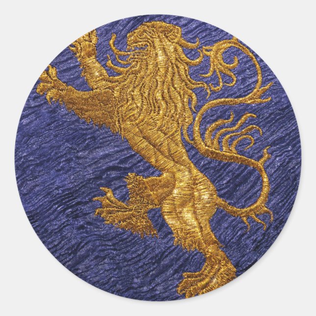 Sticker Rond Lion rampant - or sur bleu (Devant)