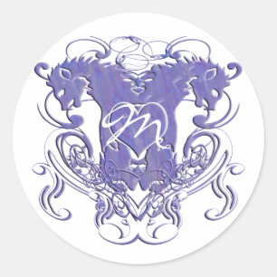 Sticker Rond Lion Rampant Renaissance Mariage