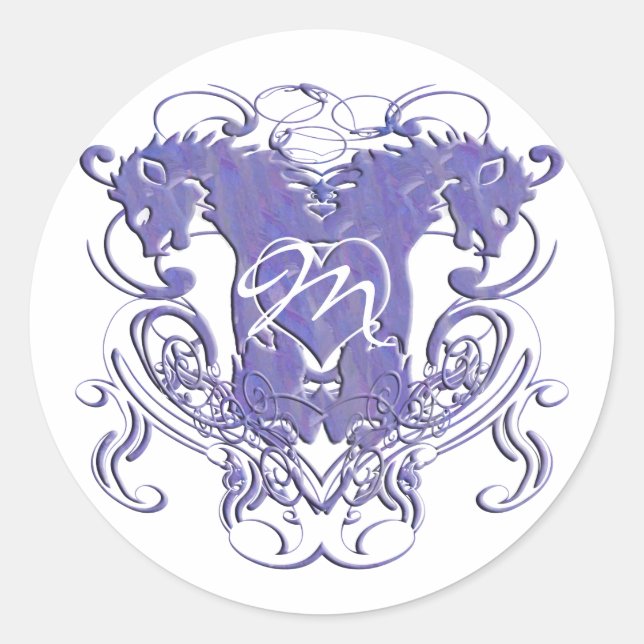 Sticker Rond Lion Rampant Renaissance Mariage (Devant)