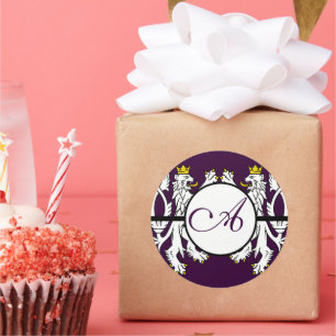 Sticker Rond Lion Rampant Renaissance Mariage