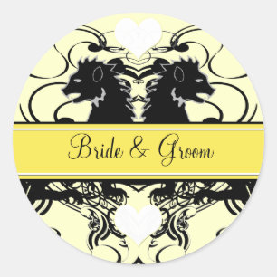 Sticker Rond Lion Rampant Renaissance Mariage