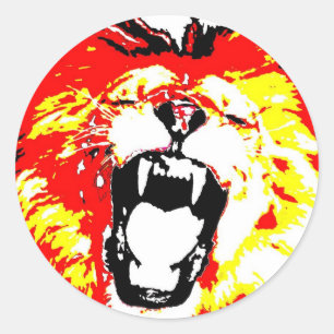 Sticker Rond Lion Roaring