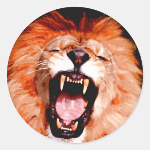 Sticker Rond Lion Roaring