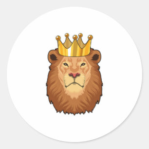 Sticker Rond Lion roi avec couronne