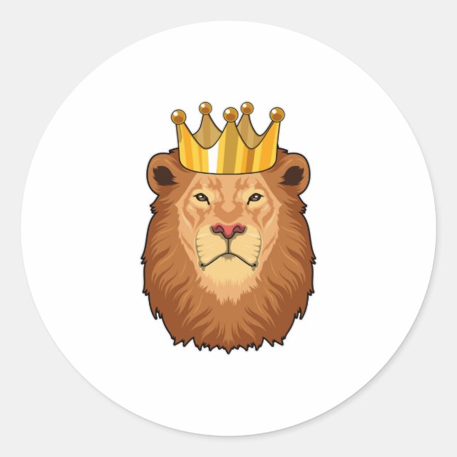 Sticker Rond Lion roi avec couronne (Devant)