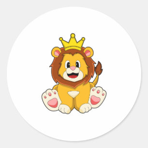 Sticker Rond Lion roi avec couronne