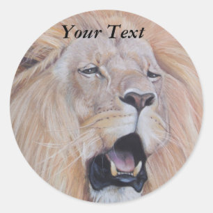 Sticker Rond lion rugissant gros chat faune classique