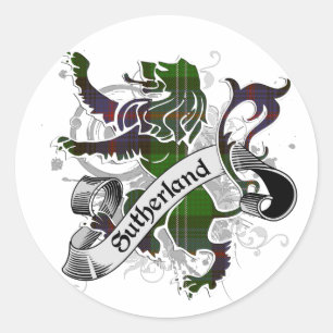 Sticker Rond Lion Tartan Sutherland