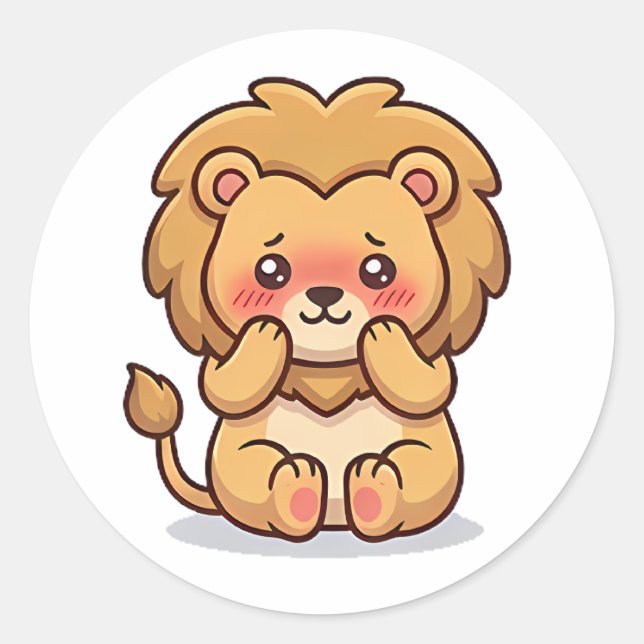 Sticker Rond Lion Timide (Devant)