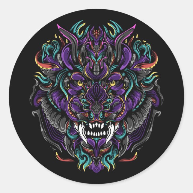 Sticker Rond Lion tribal (Devant)