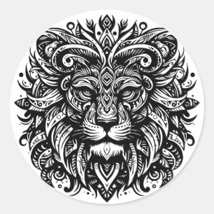 Sticker Rond Lion tribal