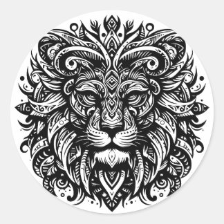 Sticker Rond Lion tribal
