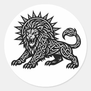 Sticker Rond Lion Zodiaque Soleil‑Crinière Lion   BurnsInHell