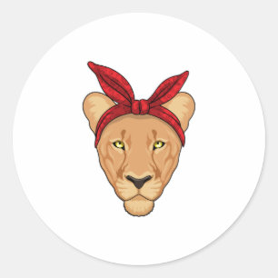 Sticker Rond Lioness with bandana