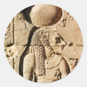 Sticker Rond Lionne de Sekhmet hiéroglyphique