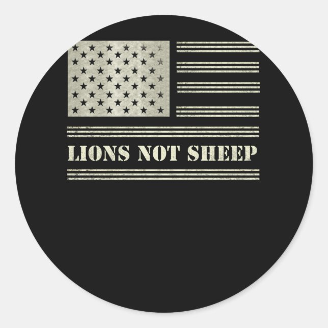 Sticker Rond Lions Not Sheep USA Flag Independence Day (Devant)