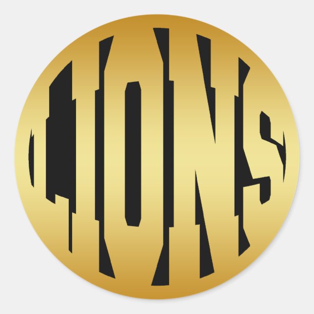 STICKER ROND LIONS - TEXTE OR (Devant)