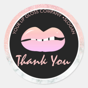 Sticker Rond Lip Gloss Business Logo Marbre Parties scintillant