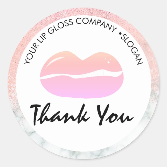 Sticker Rond Lip Gloss Business Logo Parties scintillant en mar (Devant)