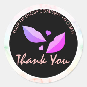 Sticker Rond Lip Gloss Logo d'entreprise Marbre arc-en-ciel