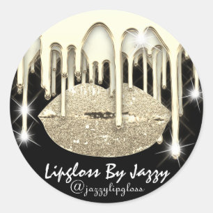 Sticker Rond Lipgloss maquillage Gold Drips Emballage Spark vip